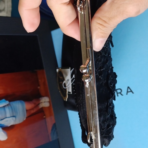 Vintage La Regale Black Beaded Bag, NWT, 8"x6" - Picture 6 of 7